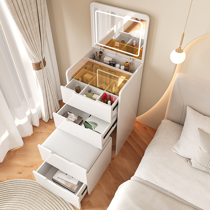 经济实用储物奶油风梳妆台