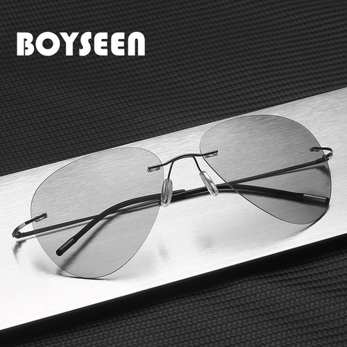 无框纯钛偏光蛤蟆镜变色