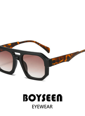 潮牌复古豹纹墨镜男可配度数