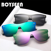 欧美潮流连体片太阳镜男士 眼镜 炫彩反光水银防风墨镜女大框个性