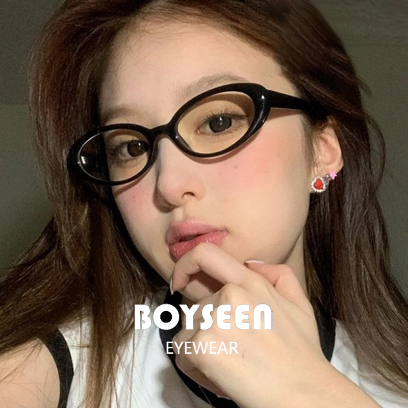 复古椭圆时髦眼镜框防蓝光