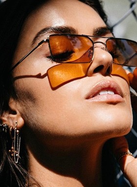 辣妹风欧美金属小框墨镜