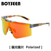 新款 自行车骑行眼镜炫女士彩偏光变色太阳镜 无框户外运动墨镜男士