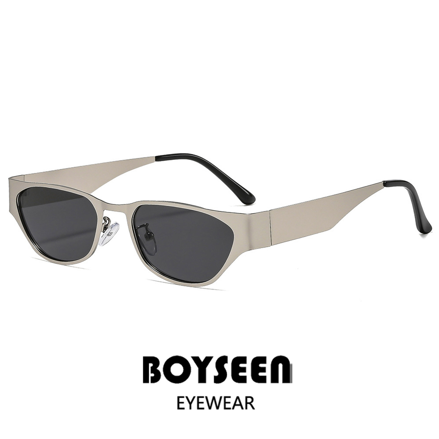 美式金属猫眼小众墨镜男女复古银色前卫风太阳镜酷酷机能墨镜