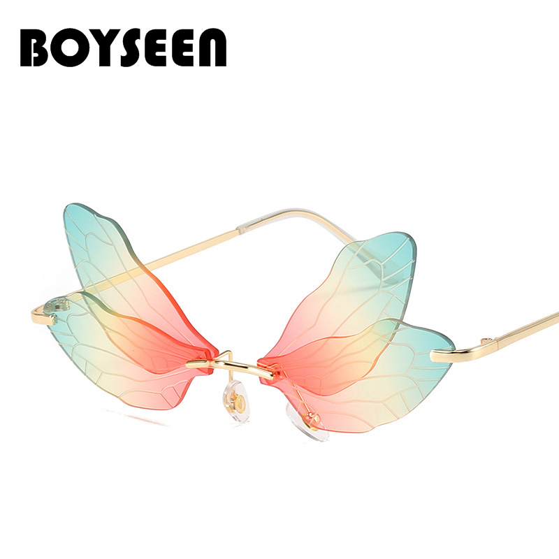 蜻蜓形状走秀眼镜女生欧美个性渐变墨镜ins网红亚文化蝴蝶眼镜