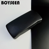 版 简约字母眼镜盒平光镜镜盒黑色白色盒子仿牛皮铁盒 时尚