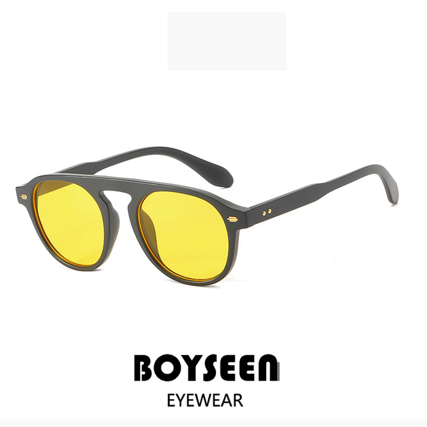 港风磨砂框黄色休闲墨镜潮男款可配近视复古大框舒适学院风太阳镜