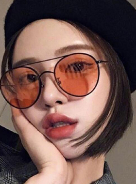 韩版金属圆形墨镜女生防紫外线
