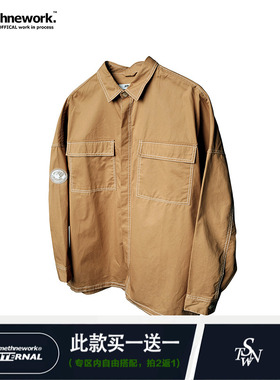 STNW原创潮牌国潮OVERSIZE宽松日系复古卡其色情侣款长袖衬衫男女