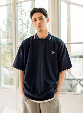 STN 原创国潮牌夏季日系cityboy复古POLO双领口短袖T恤男长谷川风