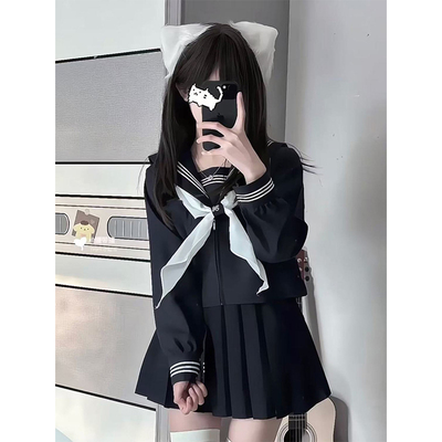 新款套装原创JK制服基础款水手服绀色黑色日系校服学院百搭JK短裙