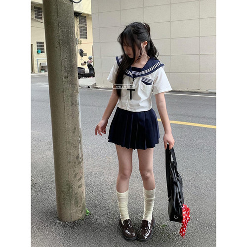 正版JK制服校园学院风三本水手服原创正统班服夏季短袖学生套装女