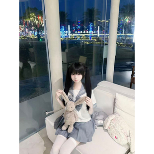 清新简约jk制服甜美学院波点蝴蝶结淑女风水手服短袖百褶裙套装夏