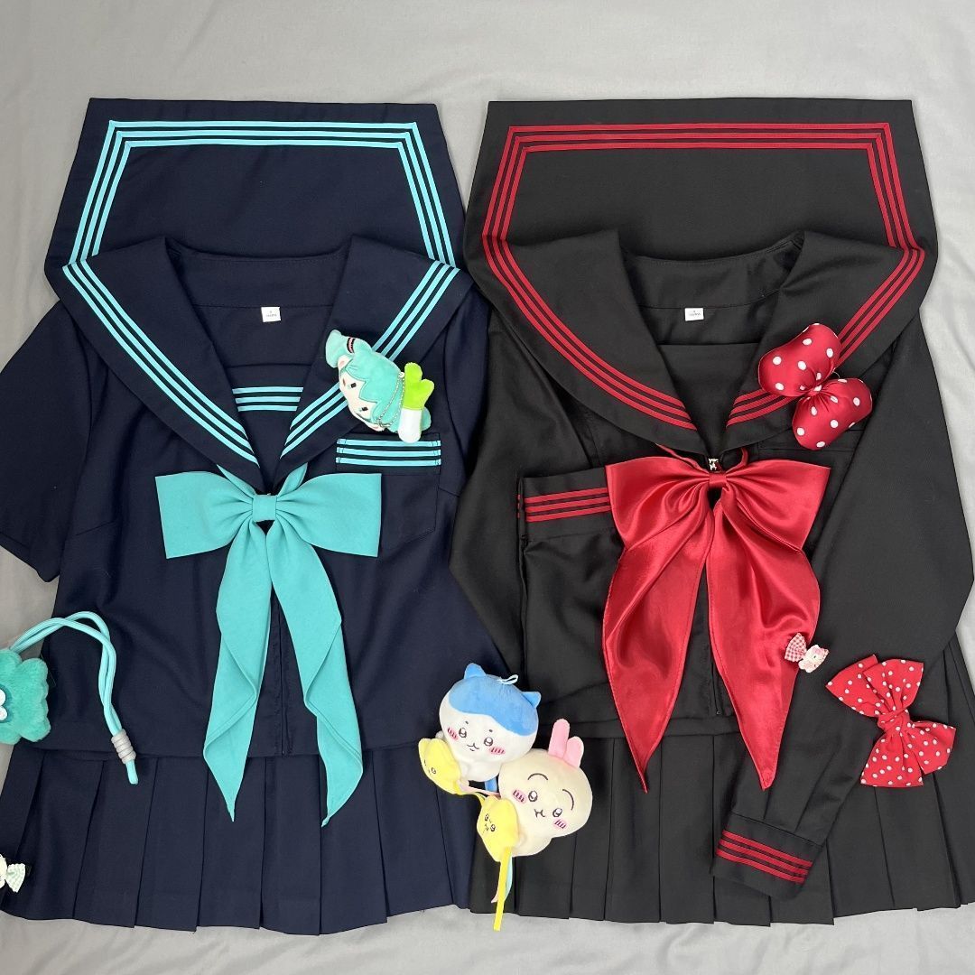原创jk制服初音色水手服学院风套装校供水手服日系长短袖衬衫上衣