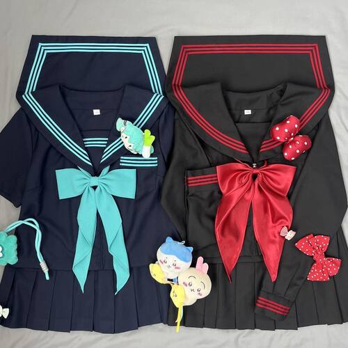 原创jk制服初音色水手服学院风套装校供水手服日系长短袖衬衫上衣