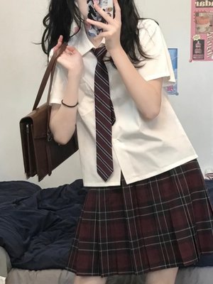 学院风小个子JK甜美领带衬衫女装夏季设计感小众衬衣白色短袖上衣