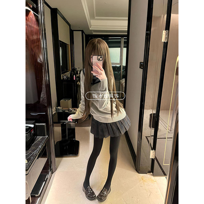 JK制服针织衫浅灰色开衫毛衣外套水手服内搭叠穿衬衫JK套装新品女