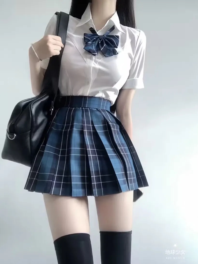 收腰衬衫jk制服澜jk百褶裙套装夏季新款日系修身衬衣甜辣学生班服