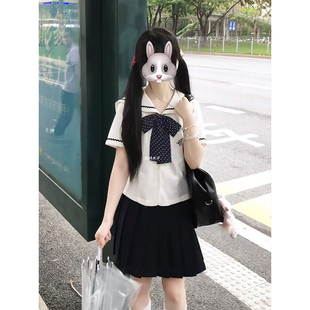 2025夏季 新款 中山道线水手服衬衫 上衣原创JK制服百搭JK短裙一套装