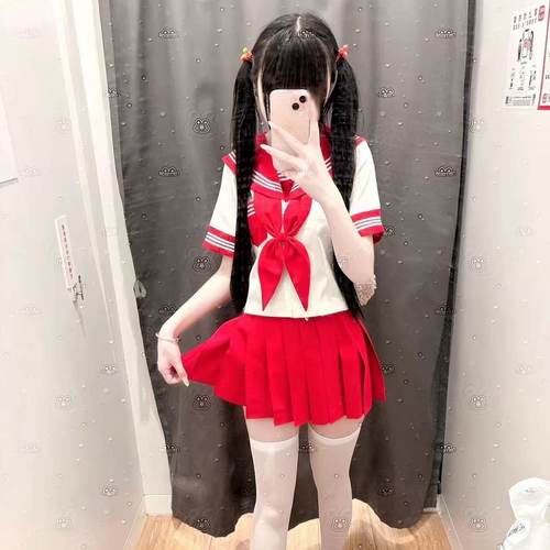 新款红三本原创jk制服多巴胺短袖长袖学生水手服女套装校服套装