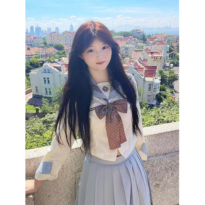 薄荷巧水手服套装原创JK制服学院风穿搭长短袖衬衫JK裙校供感一套
