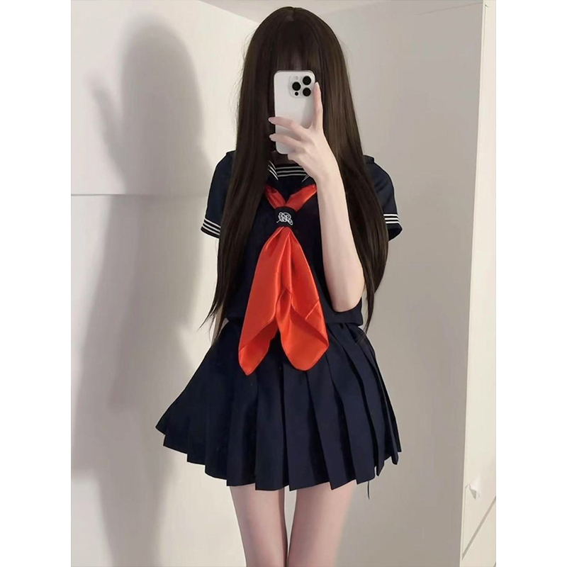 2025夏季原创JK制服中间服绀水手服短袖长袖衬衫上衣百搭JK裙短裙