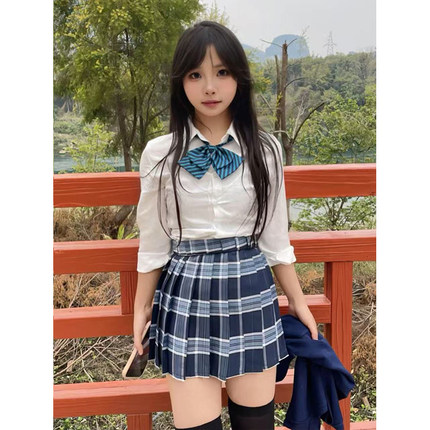 套装日系学院风基础款长袖白色衬衫百搭小田凌格裙JK裙原创JK制服