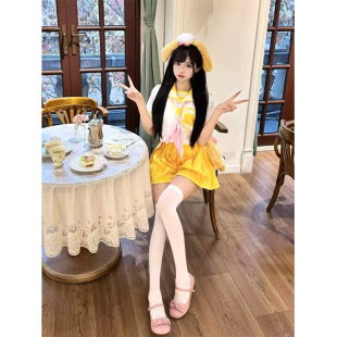 日系基础黄三本JK制服正统中间水手服学院短袖少女可爱软妹套装女
