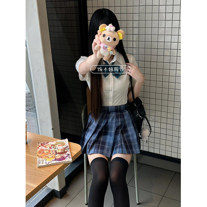 正版JK制服衬衫修身显瘦韩系辣妹百搭短袖衬衣纯欲性感jk格裙夏季
