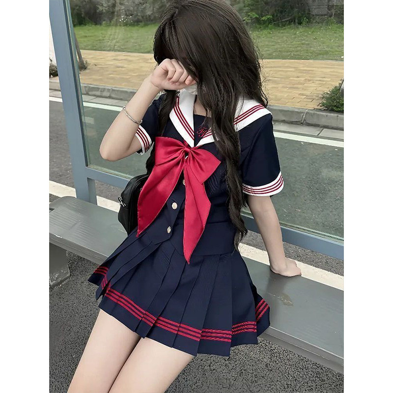 jk制服套装水手服原创长短袖衬衫学院风穿搭JK短裙【桑莓果】套装