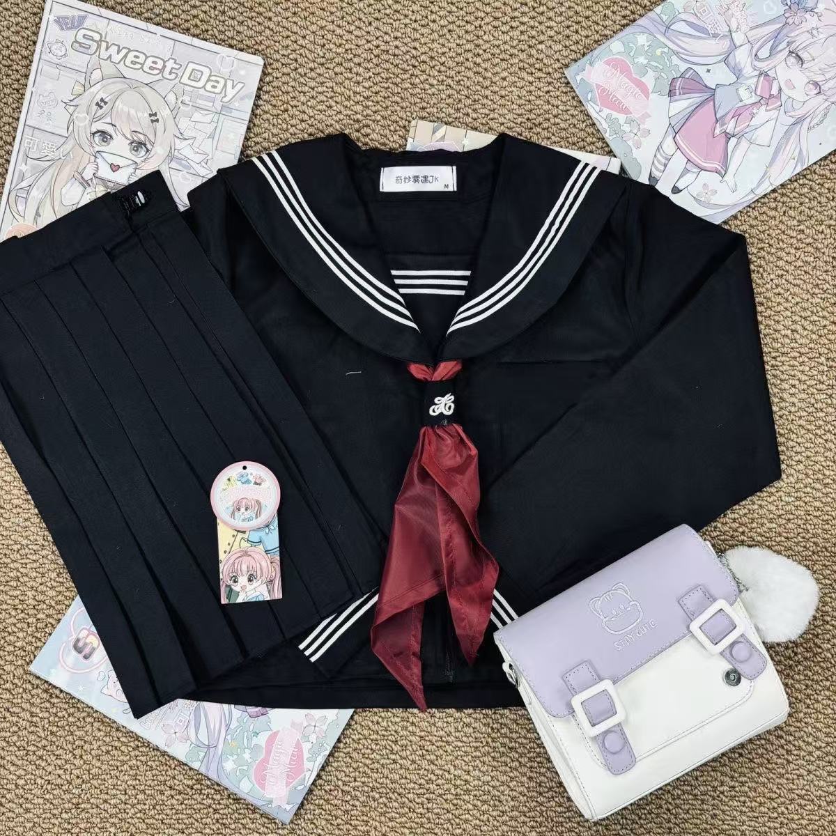 【奇妙雾遇】原创水手服女jk制服套装海军领学院风黑领三本基础款