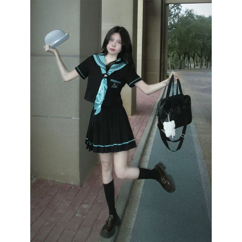 原创jk制服学院风校供感水手服JK短裙百搭长袖短袖上衣青本绘套装