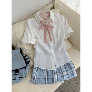 新款 学院日系短袖 夏季 晴天JK格裙套装 修身 JK制服原创收腰正版 衬衫