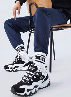 Skechers斯凯奇二代情侣黑白熊猫鞋厚底男女老爹鞋 666049