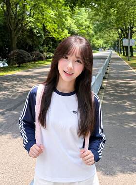 阿迪达斯舒适百搭长袖圆领T恤