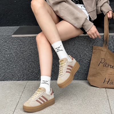AdidasGAZELLE增高厚底小白鞋