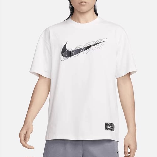 Nike/耐克印花图案圆领套头宽松短袖T恤 男款 白色FV8399-133