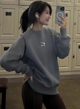 Nike耐克男女大勾印花加绒休闲套头衫卫衣水泥灰超酷FB7204-065