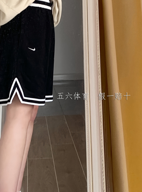NIKE耐克短裤男女经典刺绣logo黑色休闲运动跑步舒适五分裤DH7161