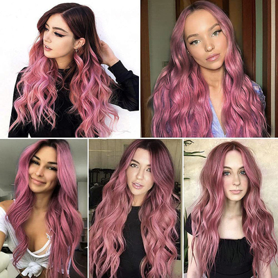 高温丝时尚个性中分蕾丝逼真假发