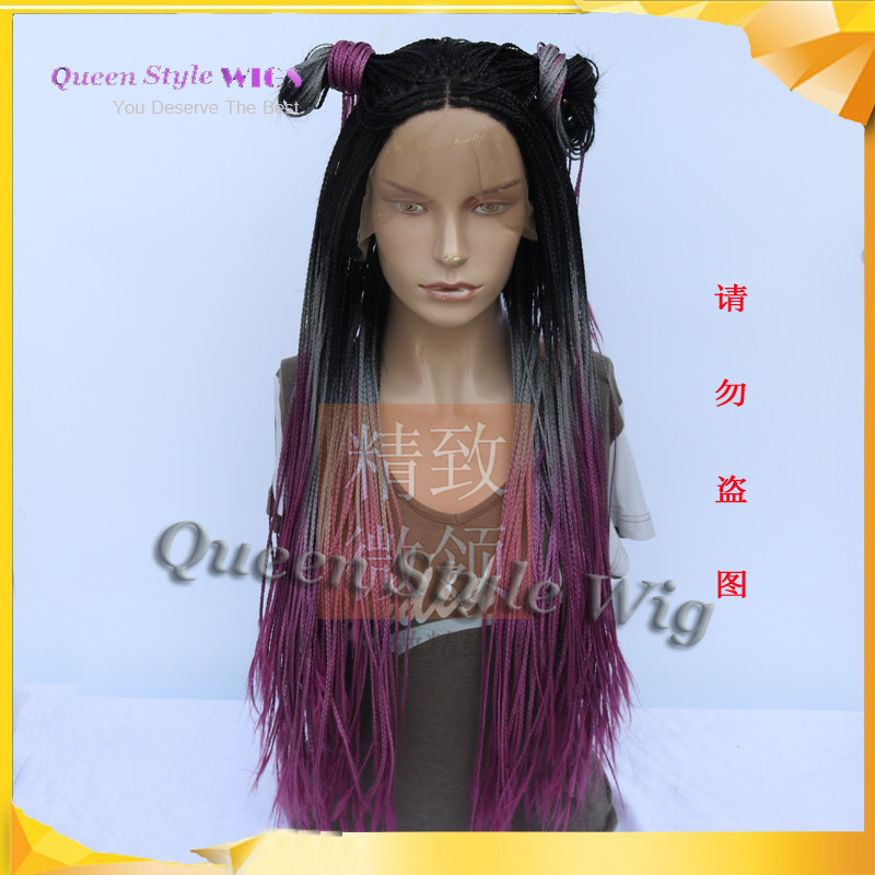 实拍藏发赃发满头辫子三色彩色幸运辫酒吧dj领舞假发套lace wig