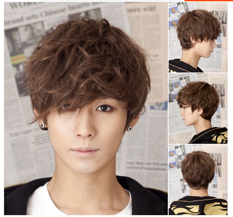 精致男生假发 时尚帅气的纹理烫 蓬松自然短卷发套 韩版魅力潮男