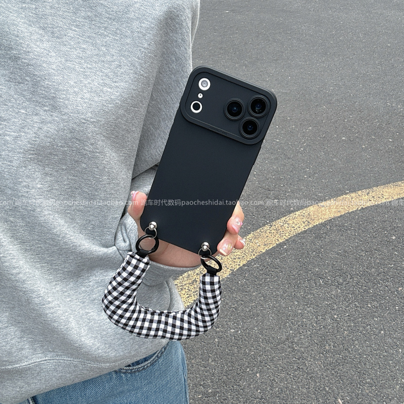 INS风黑白棋盘格手拎绳保护壳适用荣耀500手机壳400pro全包边x70/x60手提腕带款magic876软壳防摔畅玩60plus