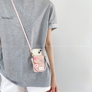 ins少女粉多巴胺卡通立体公仔适用红米K80手机壳note14Pro背带斜挎civi4Pro全包边小米15女款13可插卡Turbo4