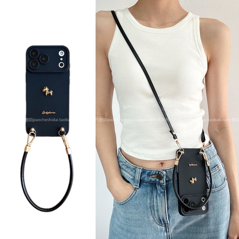 金色金箔小马可斜挎适用荣耀500pro手机壳新款400/300/200可背带magic8斜挎挂绳x70小众高级感x50全包防摔90