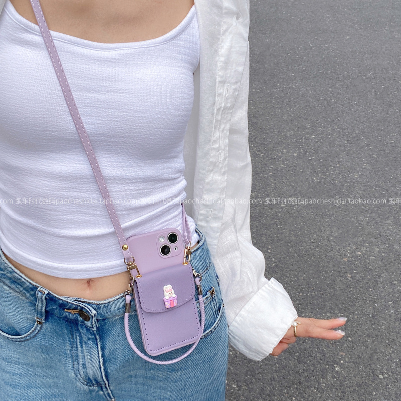 卡通立体蛋糕小公仔卡包适用荣耀400手机壳300Pro斜挎挂绳magic7全包边x50新款荣耀x60i温柔紫90gt/80pro曲屏