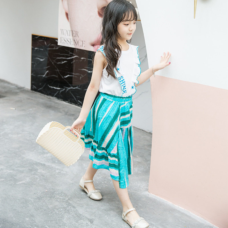 undefined8 Girls summer suit 2019 The new 4 Korean version 5 The little girl 6 Summer 7 Short sleeve 9 Two piece set skirt 12 year 10undefinedin the Children/Baby/Family fitted , Set  category - from Buy2taobao.com to provide professional Taobao agent buy service