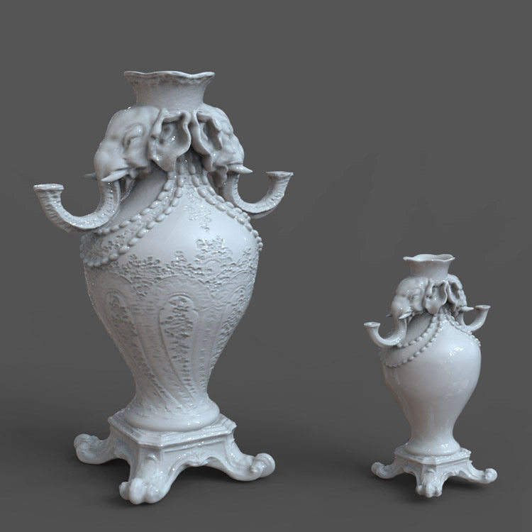 3d打印图纸模型素材大象花瓶stl摆件圆雕图f2905