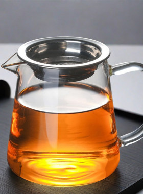 大小号公道杯玻璃高挡高硼硅耐热耐高温茶漏一体茶具分茶器1000ML