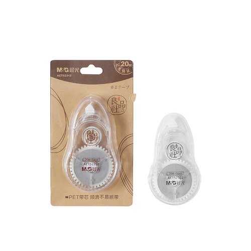 晨光ACT52312修正带优握良品社PET透明带芯不断带白20m宽5mm